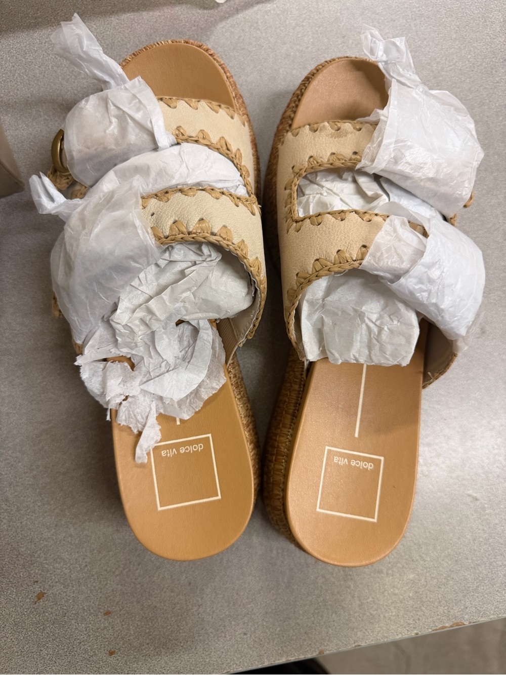 Dolce Vita Tan Braided Espadrille Slide Sandals